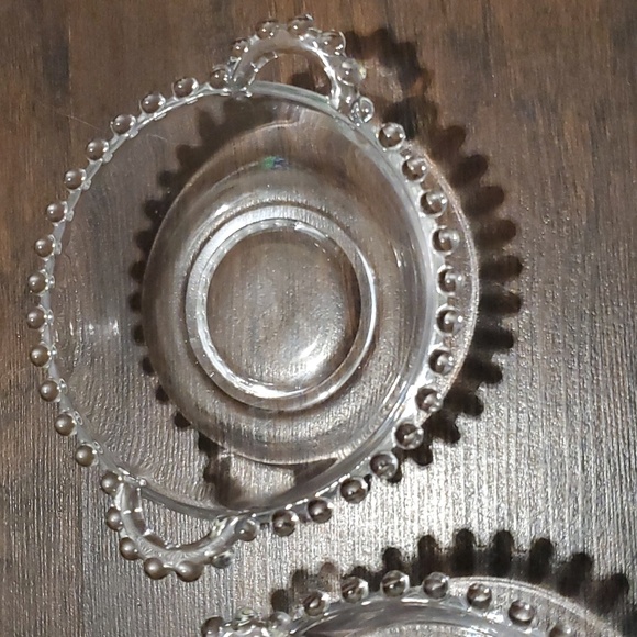 Vtg Imperial Candlewick Glass Handled Mayo/Sauce Serving Bowls Plates Sets (2) - Picture 6 of 13